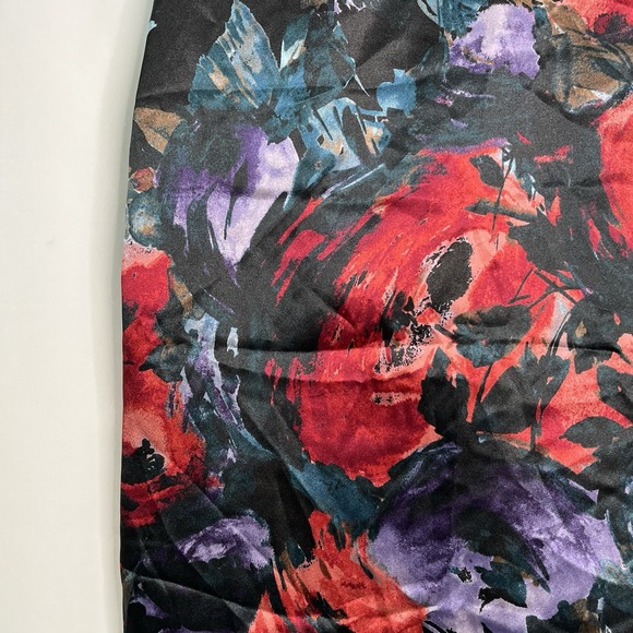 Jaclyn Black Red‎ FLORAL Skirt 14 Marilyn Monroe Sexy Secretary Kick Pleat Artsy - Picture 5 of 16